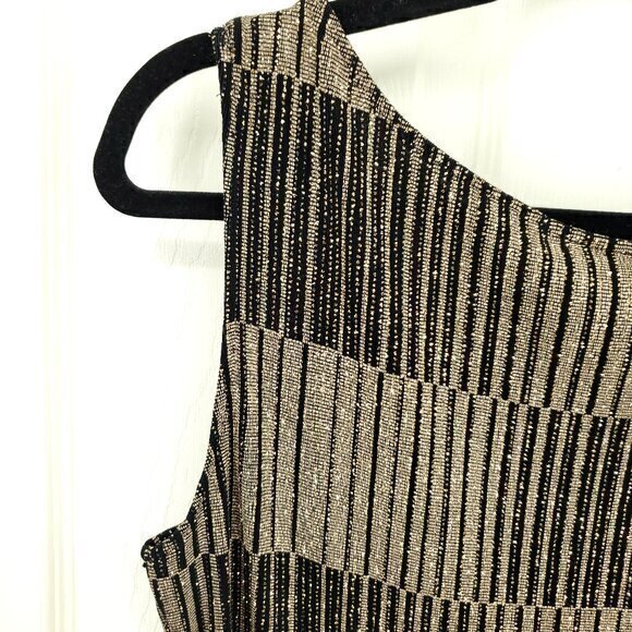 VTG 90s Xscape Shimmer Stretch Gold/Black Sleeveless Shell Top M - Picture 7 of 12